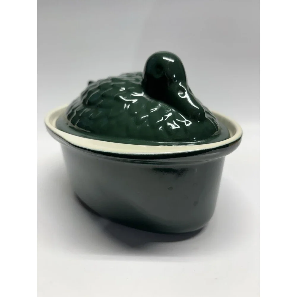 Chasseur French Duck Enameled Cast Iron Terrine Tureen Hunter Green 1.25 Qt